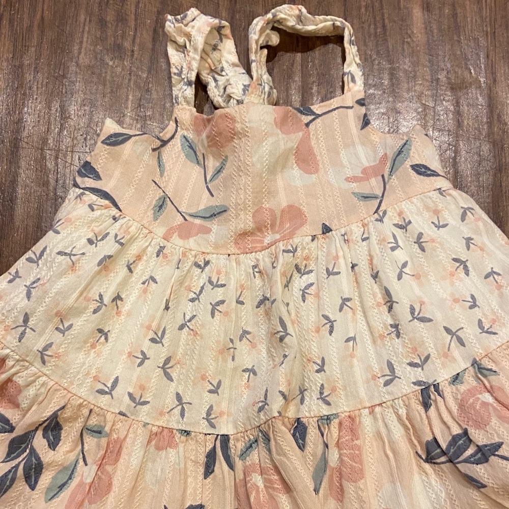 Floral Kids Dress in Cream and Pink - Picture 2 of 3